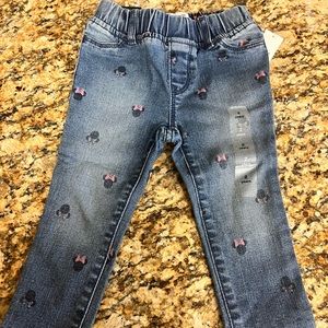 2T Disney jeans with cute design of mini mouse stretchy band